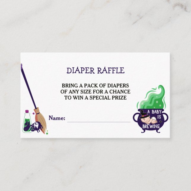 Carte D'accompagnement Un Bébé brasse du Baby shower de sorcière Raffle (Devant)