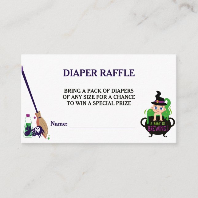 Carte D'accompagnement Un Bébé brasse du Baby shower de sorcière Raffle (Devant)