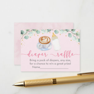 Carte D'accompagnement Un Bébé Rose Brasse Du Café Déchet Raffle