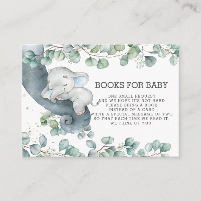 Carte D'accompagnement Un éléphant de jardin rustique apporte un livre à  (Devant)