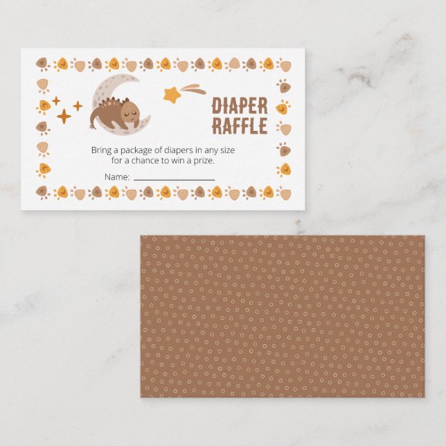 Carte D'accompagnement Un Joli Petit Dinosaure Baby shower Déchet Raffle (Devant / Derrière)