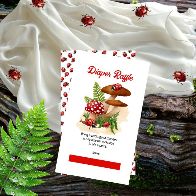 Carte D'accompagnement Un mignon petit Baby shower de Ladybug (A Cute Little Ladybug Girl Baby Shower "Diaper Raffle" Insert Card)