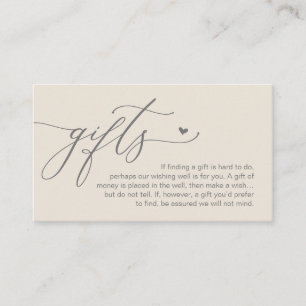 Carte D'accompagnement Un mot sur les cadeaux, Mariage Romantique Moderne