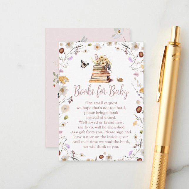 Carte D'accompagnement Un nouveau chapitre Baby shower livres pour bébé (Devant/Arrière en situation)