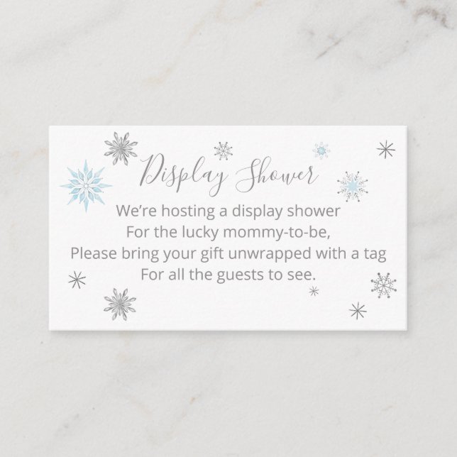 Carte D'accompagnement Un petit Baby shower bleu flocon (Devant)