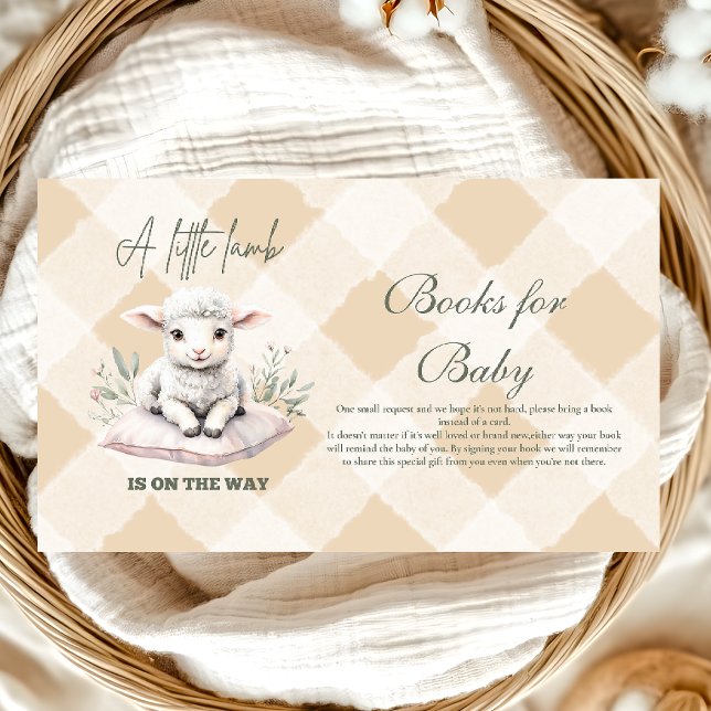 Carte D'accompagnement Un petit Baby shower d'agneau livres pour bébé (Créateur téléchargé)