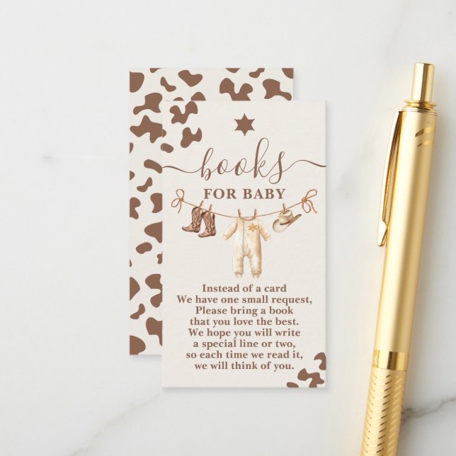 Carte D'accompagnement Un petit Baby shower de Cowboy Livres pour bébé (Devant/Arrière en situation)