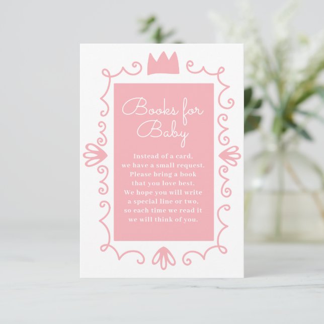 Carte D'accompagnement Un petit Baby shower de fille rose moderne Princes (Debout devant)