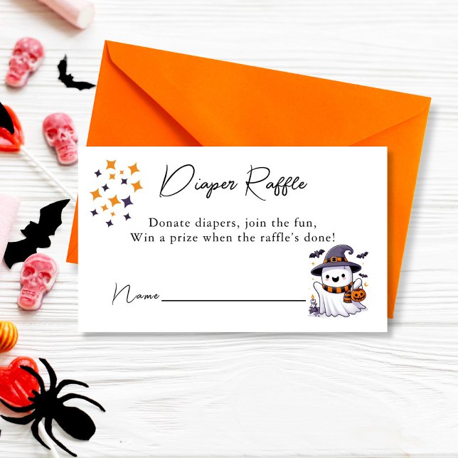 Carte D'accompagnement Un petit Baby shower de rousseur de couches (A little boo is almost due diaper raffle)