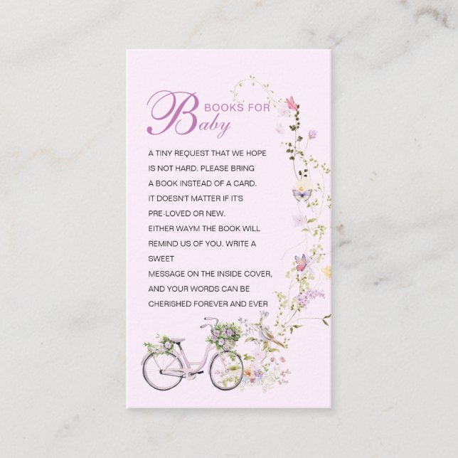 Carte D'accompagnement Un petit Baby shower Fleur sauvage livres pour béb (Devant)
