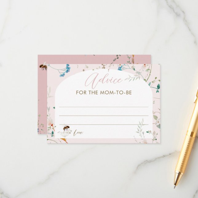 Carte D'accompagnement Un petit conseil de Baby shower Fleur sauvage pour (Devant/Arrière en situation)