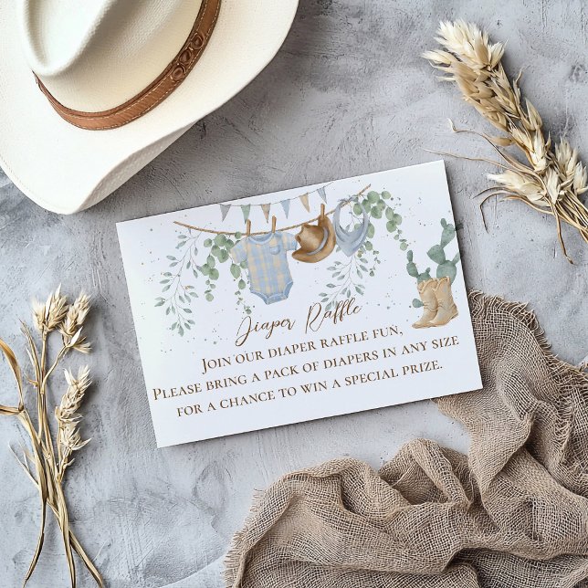 Carte D'accompagnement Un Petit Crochet De Baby shower De Cowboy (Créateur téléchargé)