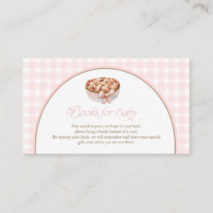 Carte D'accompagnement Un petit gâteau mignon Livres rose en vichy pour b