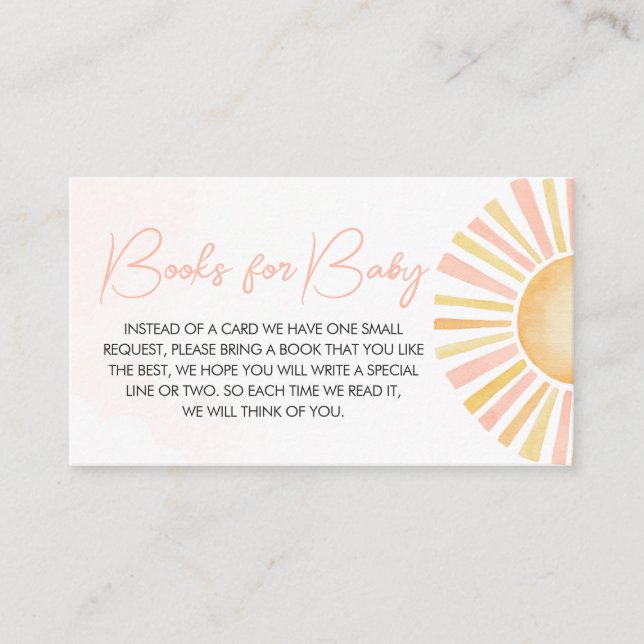 Carte D'accompagnement Un petit rayon de soleil Baby shower livre pour bé (Devant)