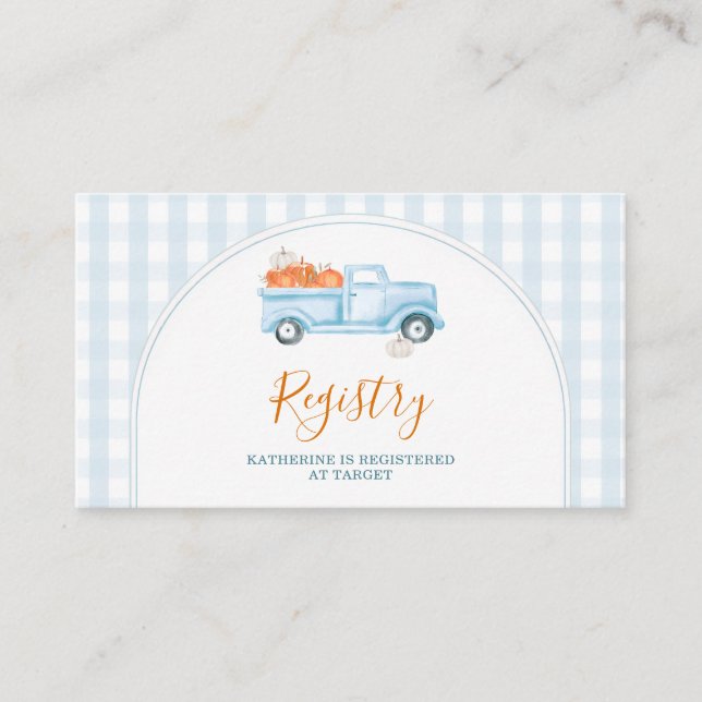 Carte D'accompagnement Un petit registre de Baby shower de camion bleu Ci (Devant)