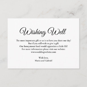 Carte D'accompagnement Un simple souhait minimal. Mariage noir blanc