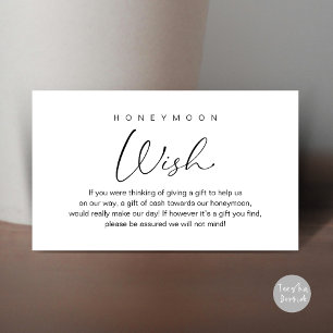 Carte D'accompagnement Un souhait de lune de miel, Mariage romantique mod