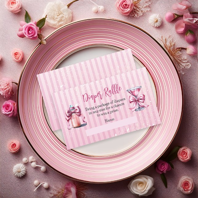 Carte D'accompagnement Un Tini sucré Un Baby shower Raffle de couche (Coquette Bows Martini Bottle Girl Baby Shower Diaper Raffle Insert - A Sweet Tini One Collection)