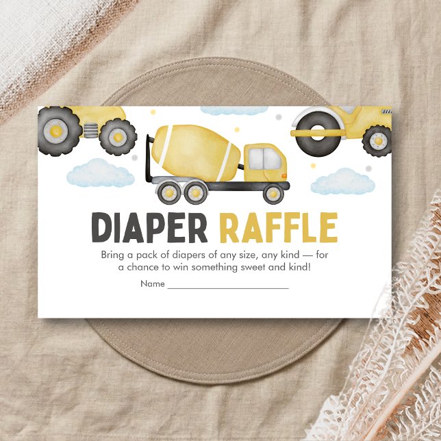 Carte D'accompagnement Under Construction Baby Shower Diaper Raffle (Caution Baby Under Construction Baby Shower Diaper Raffle)