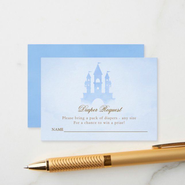 Carte D'accompagnement Une Fois À Temps Fairytale Castle Diaper Demande E (Devant/Arrière en situation)