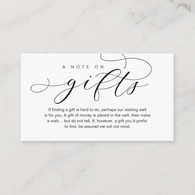 Carte D'accompagnement Une Note Sur Les Cadeaux De Mariage, Belle Éléganc (Devant)