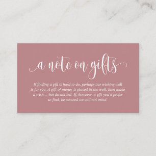 Carte D'accompagnement Une Note Sur Les Cadeaux De Mariage, Script Élégan