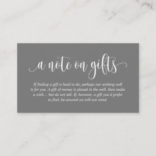 Carte D'accompagnement Une Note Sur Les Cadeaux De Mariage, Script Élégan