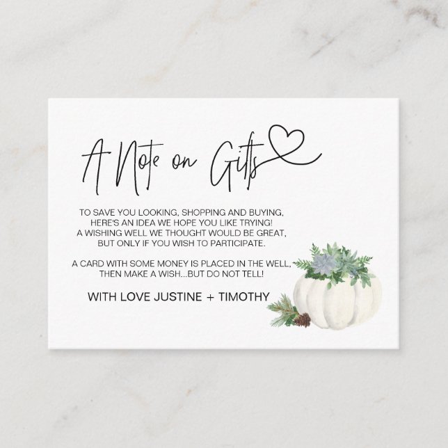 Carte D'accompagnement Une note sur les cadeaux de mariage Souhaitant un  (Devant)