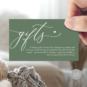 Carte D'accompagnement Une note sur les cadeaux, Honeymoon Fund, Wish, Ca