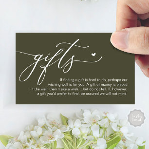 Carte D'accompagnement Une note sur les cadeaux, Honeymoon Money Cash Fun