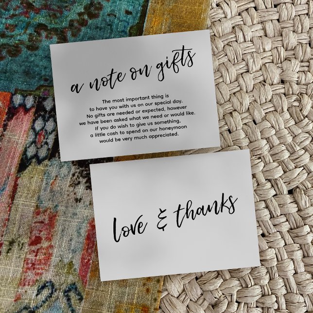 Carte D'accompagnement Une note sur les cadeaux Mariage Décontracté d'écr (Créateur téléchargé)