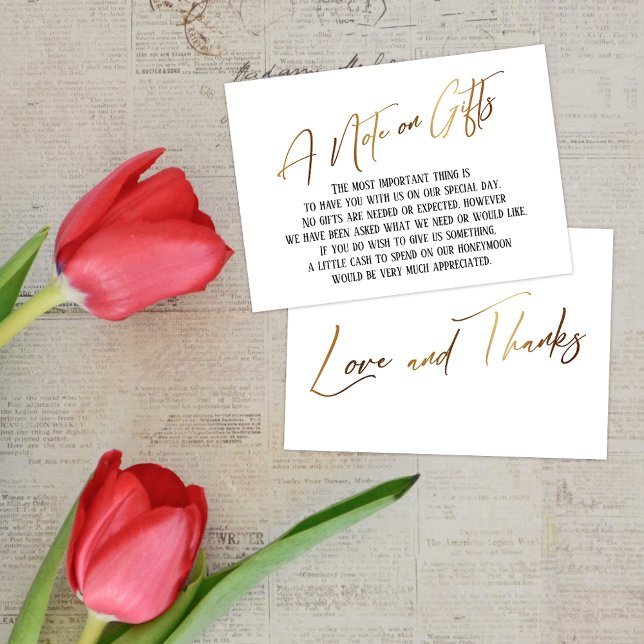 Carte D'accompagnement Une note sur les cadeaux Mariage d'écriture manusc (Créateur téléchargé)
