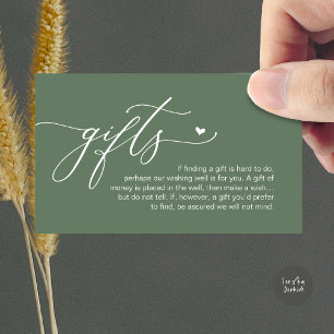 Carte D'accompagnement Une note sur les cadeaux, Mariage Romantique Moder