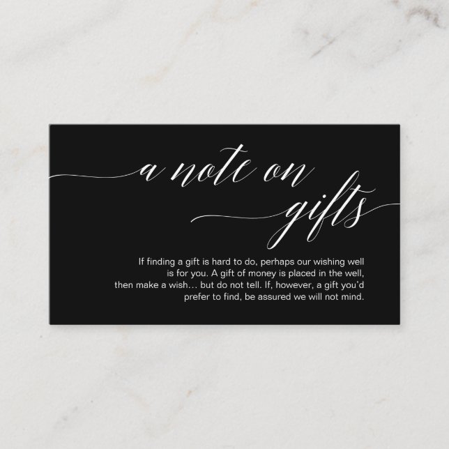 Carte D'accompagnement Une note sur les cadeaux, Modern Classy Script (Devant)