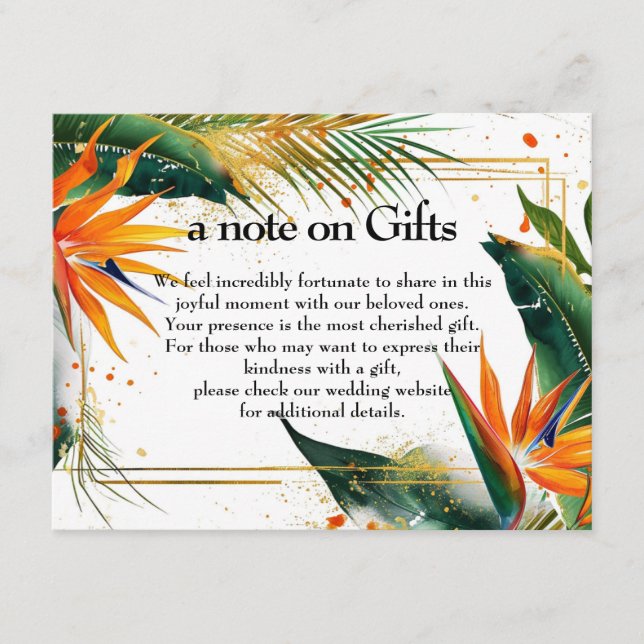 Carte D'accompagnement Une note sur les cadeaux Oiseaux de Paradise Bliss (Devant)