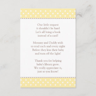 Carte D'accompagnement Une Petite Demande Livre De Baby shower Jaune