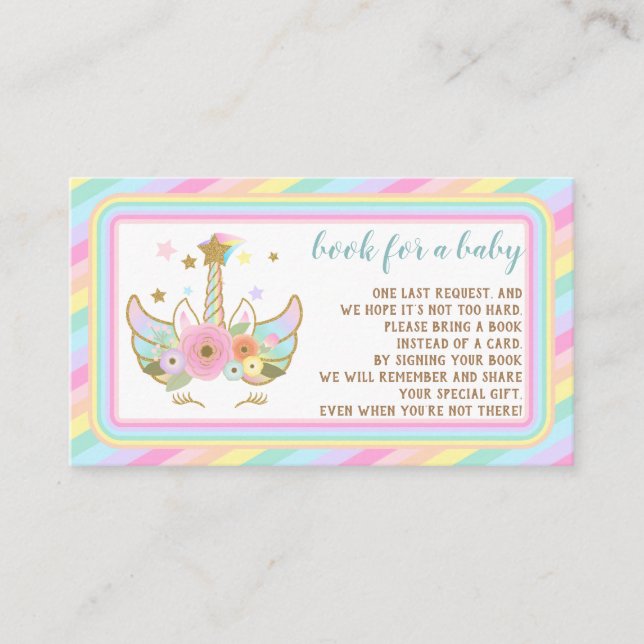 Carte D'accompagnement Unicorn Parties scintillant Stars mignon Apportez  (Devant)