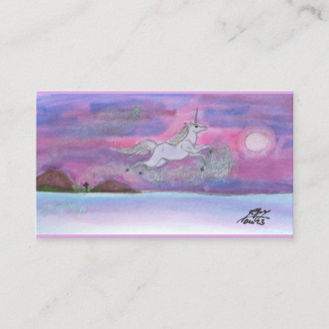Carte D'accompagnement Unicorne blanche volant Winter Landscape Stardust (Devant)