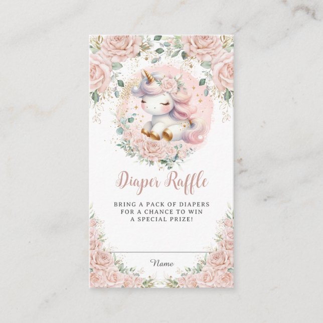 Carte D'accompagnement Unicorne Whimsical Blush rose floral Déchets (Devant)