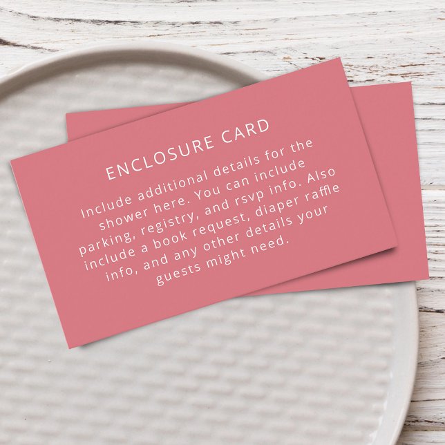 Carte D'accompagnement Unique Baby shower simple rose (Unique Pink Simple Baby Shower Enclosure Card)