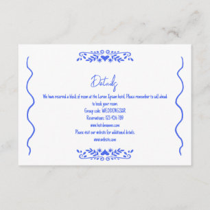 Carte D'accompagnement Unique Main tirée Quirky French Blue Détails