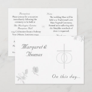 Carte D'accompagnement Unité nuptiale Mariage catholique traditionnel