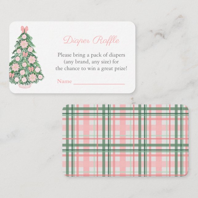 Carte D'accompagnement Vacances Baby shower Raffle Rosé Et Verte (Devant / Derrière)