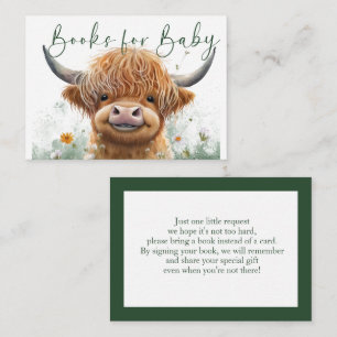 Carte D'accompagnement Vache Highland à fleurs vertes Livres pour bébé