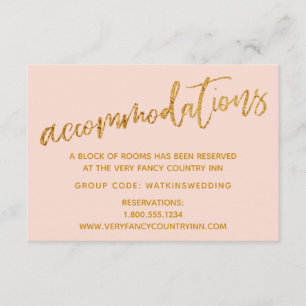 Carte D'accompagnement Vagues d'or moderne sur les Mariage Blush