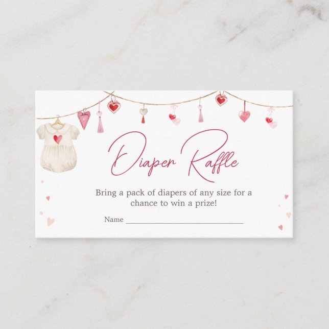 Carte D'accompagnement Valentine Baby shower amoureuse Raffle de couche (Devant)