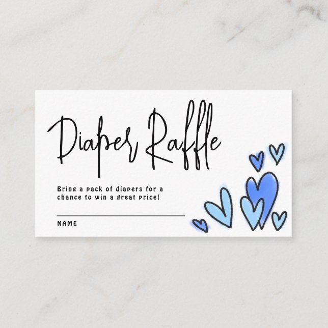 Carte D'accompagnement Valentine Blue Hearts Diaper Baby shower Raffle (Devant)