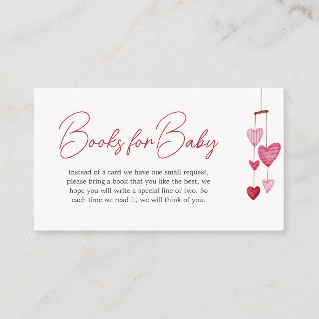 Carte D'accompagnement Valentine Pink Red Heart Livres pour bébé (Devant)