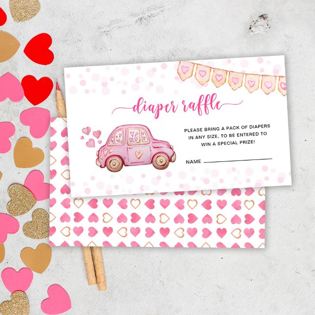 Carte D'accompagnement Valentine Pink Voiture Chérie Déchets Raffle (Créateur téléchargé)