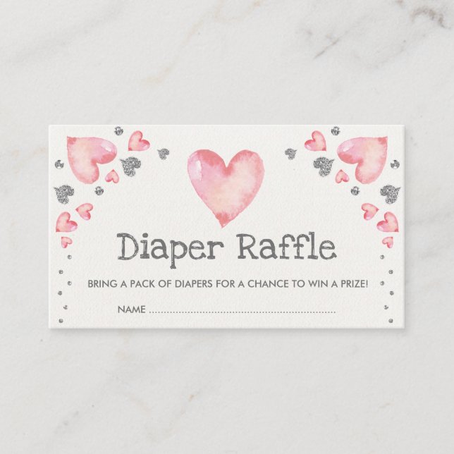 Carte D'accompagnement Valentines Coeur Déchets Raffle Argent Rose (Devant)